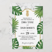 Modern Gold Pineapple Marble Tropical Wedding Kaart (Voorkant / Achterkant)
