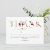 Modern Gold Pink Floral Baby shower Hartelijk dank Bedankkaart (Staand voorkant)