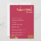 Modern Gold Pink Magenta Wedding Rehearsal Dinner Kaart (Voorkant)