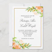 Modern Gold Pink Oranje White Floral Wedding Kaart (Voorkant)