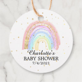 Modern Gold Pink Rainbow Baby shower Favor Bedankjes Labels