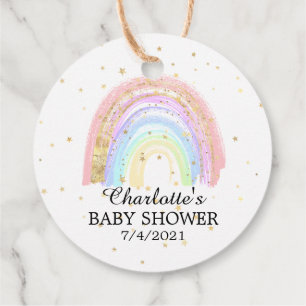 Modern Gold Pink Rainbow Baby shower Favor Bedankjes Labels