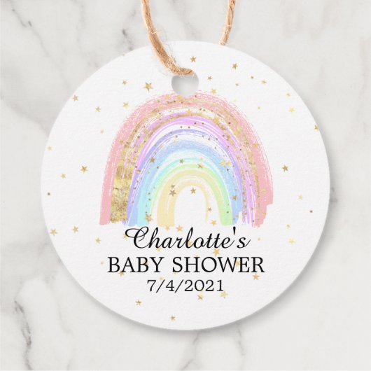Modern Gold Pink Rainbow Baby shower Favor Bedankjes Labels (Achterkant)