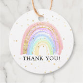 Modern Gold Pink Rainbow Baby shower Favor Bedankjes Labels (Voorkant)
