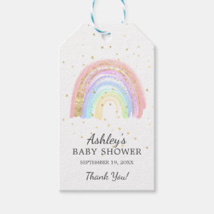 Modern Gold Pink Rainbow Baby shower Favor Cadeaulabel