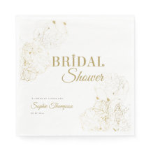 Modern Gold Pioenrozen Floral Sketch Vrijgezellenf