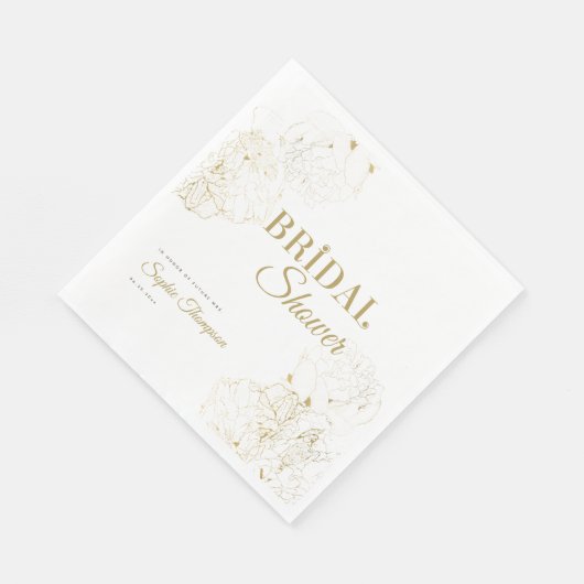 Modern Gold Pioenrozen Floral Sketch Vrijgezellenf Servet (Hoek)