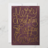 Modern Gold Plum Script Merry Kerstmis Nieuwjaar (Voorkant)