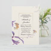 Modern Gold Purple Flowers Christelijk Weddenschap Kaart (Staand voorkant)