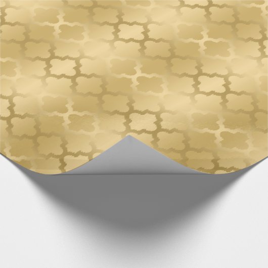 Modern Gold Quatrefoil Geometric Pattern Cadeaupapier (Hoek)