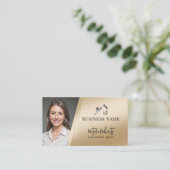 Modern Gold Real Estate Custom Logo Realtor Photo Visitekaartje (Staand voorkant)