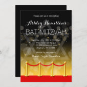 Modern Gold Red Carpet Hollywood Bat Mitzvah Kaart (Voorkant / Achterkant)