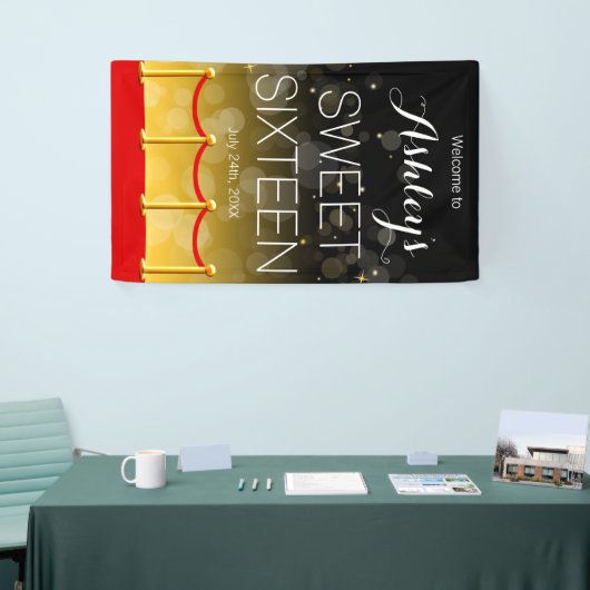 Modern Gold Red Carpet Hollywood Sweet 16 Spandoek (Beurs)