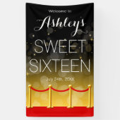 Modern Gold Red Carpet Hollywood Sweet 16 Spandoek (Verticaal)