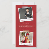 Modern Gold Red Diagonal Stripes Photo Afstuderen Aankondiging (Achterkant)