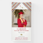 Modern Gold Red Diagonal Stripes Photo Afstuderen Spandoek (Verticaal)