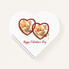 Modern Gold Red Double Heart Happy Valentijns Notitieboek
