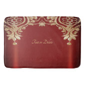 Modern Gold Red Floral Bath Mat (Voorkant)