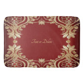 Modern Gold Red Floral Bath Mat (Voorkant)
