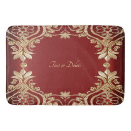 Modern Gold Red Floral Bath Mat