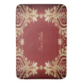 Modern Gold Red Floral Bath Mat (Voorkant Verticaal)
