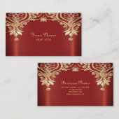 Modern Gold Red Floral Business Card Visitekaartje (Voorkant / Achterkant)