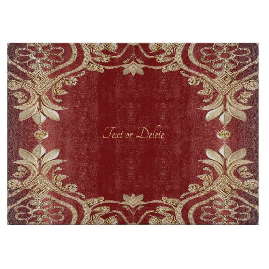 Modern Gold Red Floral Cutting Board Snijplank (Voorkant)