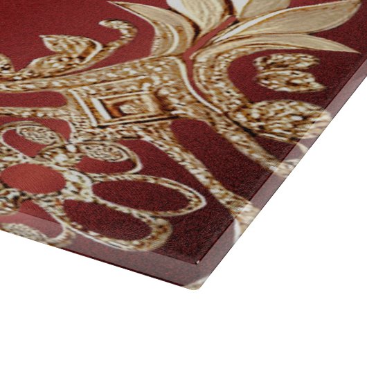 Modern Gold Red Floral Cutting Board Snijplank (Hoek)