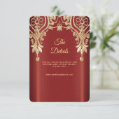 Modern Gold Red Floral Detail Enclosure Card Informatiekaartje (Staand voorkant)