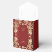 Modern Gold Red Floral Favor Box Bedankdoosjes (Geopend)
