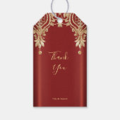 Modern Gold Red Floral Gift Label Cadeaulabel (Voorkant)