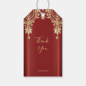 Modern Gold Red Floral Gift Label Cadeaulabel (Achterkant)