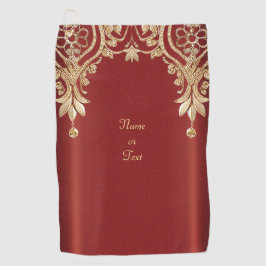 Modern Gold Red Floral Golf Towel Golfhanddoek