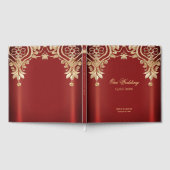 Modern Gold Red Floral Guest Book Gastenboek (Volledig)