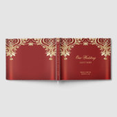 Modern Gold Red Floral Guest Book Gastenboek (Volledig)