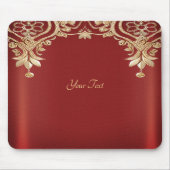 Modern Gold Red Floral Mousepad Muismat (Voorkant)