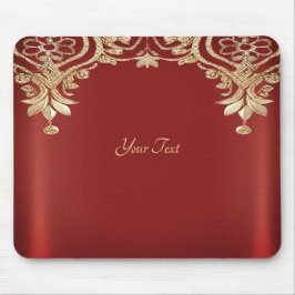 Modern Gold Red Floral Mousepad Muismat