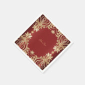 Modern Gold Red Floral Napkins Servet (Hoek)