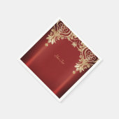 Modern Gold Red Floral Napkins Servet (Hoek)