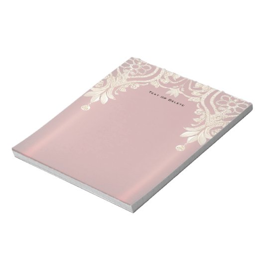 Modern Gold Red Floral Notepad Notitieblok (Linkerzijde)