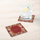 Modern Gold Red Floral Paper Coaster Kartonnen Onderzetters (Insitu)