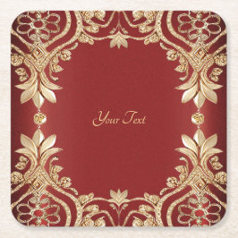 Modern Gold Red Floral Paper Coaster Kartonnen Onderzetters