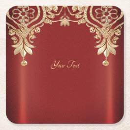 Modern Gold Red Floral Paper Coaster Kartonnen Onderzetters
