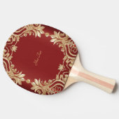 Modern Gold Red Floral Ping Pong Paddle Tafeltennisbatje (Zijkant)