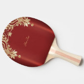 Modern Gold Red Floral Ping Pong Paddle Tafeltennisbatje (Zijkant)