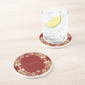 Modern Gold Red Floral Sandstone Coaster Zandsteen Onderzetter (Zijkant)