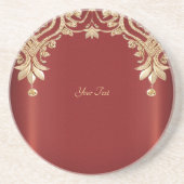Modern Gold Red Floral Sandstone Coaster Zandsteen Onderzetter (Voorkant)