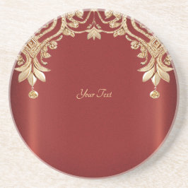 Modern Gold Red Floral Sandstone Coaster Zandsteen Onderzetter