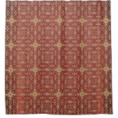 Modern Gold Red Floral Shower Curtain Douchegordijn (Voorkant)