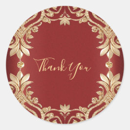 Modern Gold Red Floral Sticker
